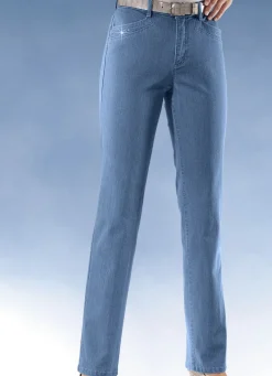 Outlet ASCARI Komfortjeans verziert mit Strasssteinen JEANSBLAU