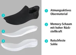 BADER Komfort-Sliding Stretch Sneaker Memory Foam SCHWARZ
