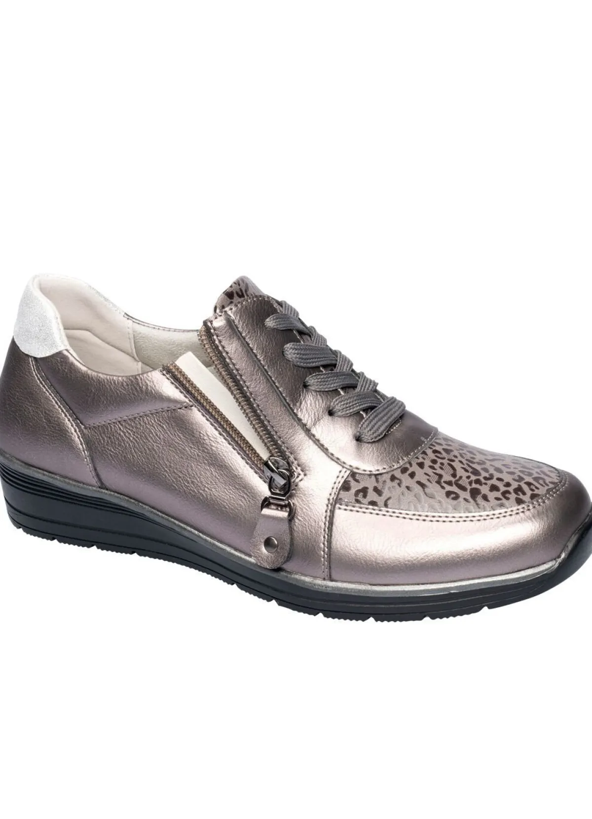 Discount BADER Komfort-Sneaker in Leder-Optik ZINN