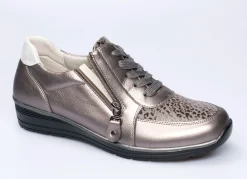 Discount BADER Komfort-Sneaker in Leder-Optik ZINN