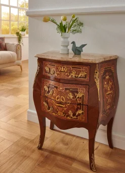 Clearance BADER Kommode mit Marmor-Konglomeratplatte NUSSBAUM-GOLD