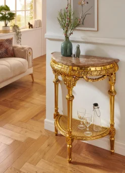 Outlet BADER Konsole mit Marmorplatte GOLD