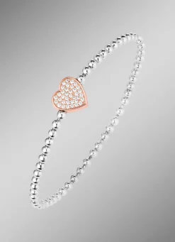 Hot BADER Kugelketten-Armband aus Silber 925/- fein mit Zirkonia-Herz