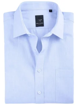 Sale MILANO ITALY Kurzarm-Hemd von "" mit Kentkragen in 5 Farben BLEU