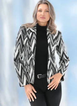 New BADER Kurzblazer mit extravagantem Dessin SCHWARZ-ECRU-GRAU