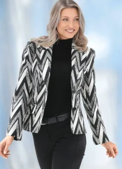 New BADER Kurzblazer mit extravagantem Dessin SCHWARZ-ECRU-GRAU