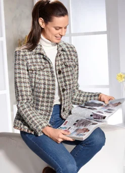 Sale BADER Kurzblazer in Chanel-Optik BRAUN-TÜRKIS-ECRU