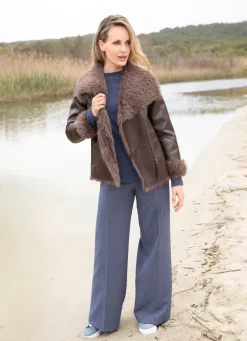 Hot Tizia Kurzjacke aus Nappaleder-Imitat SCHOKOBRAUN
