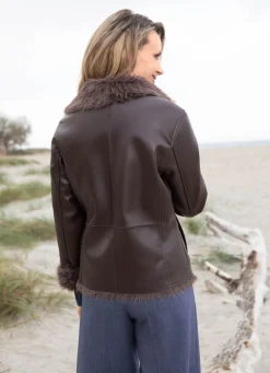 Hot Tizia Kurzjacke aus Nappaleder-Imitat SCHOKOBRAUN