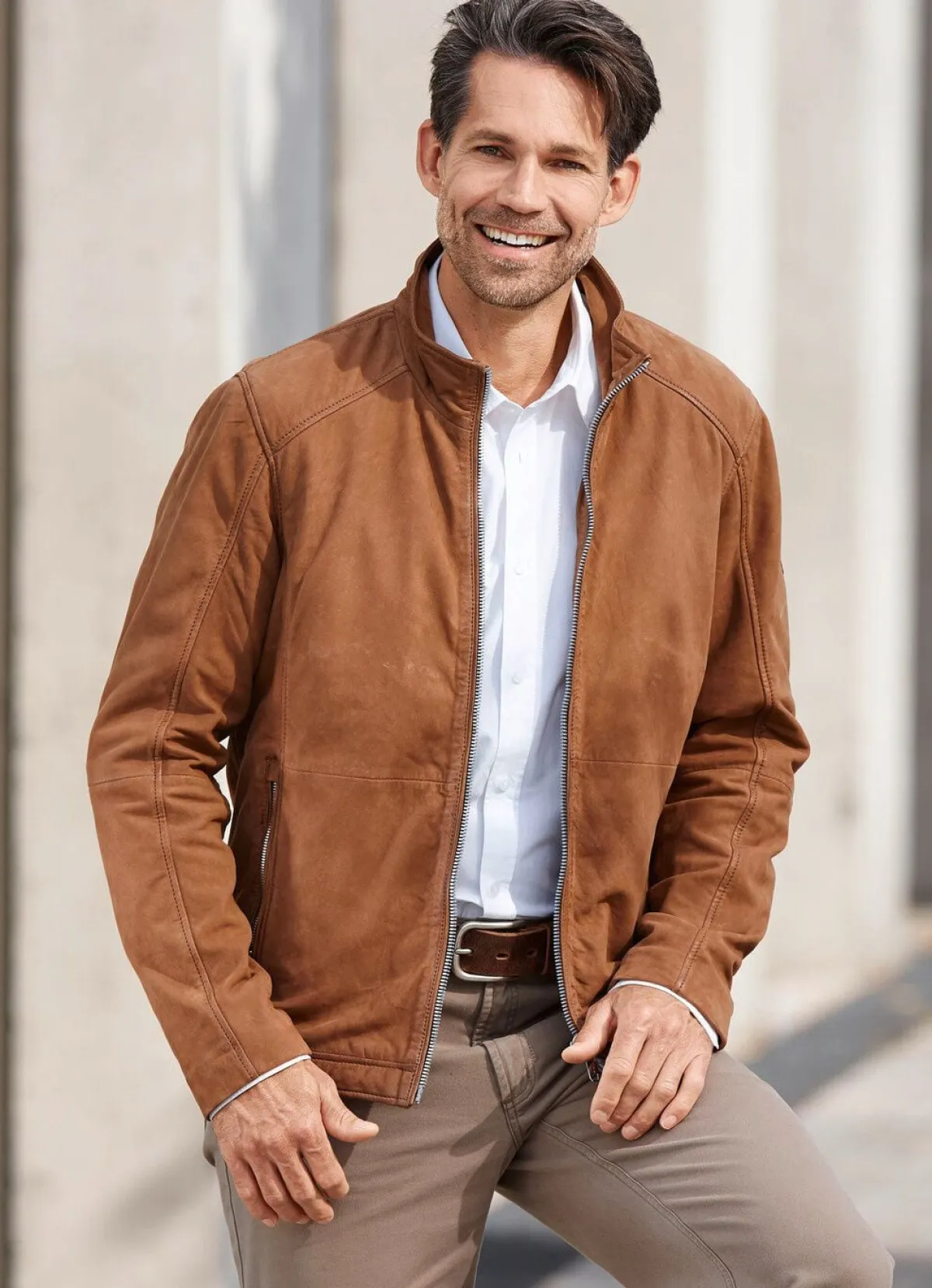 Best BADER Kurzjacke aus Nubukleder COGNAC
