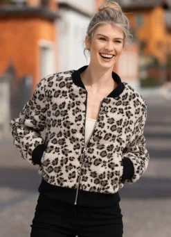 Hot BADER Kurzjacke aus Teddyplüsch BEIGE-BRAUN