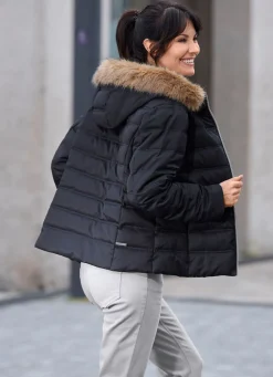 Sale BADER Kurzjacke mit abnehmbarem Kunstpelz-Besatz SCHWARZ