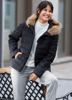 Sale BADER Kurzjacke mit abnehmbarem Kunstpelz-Besatz SCHWARZ