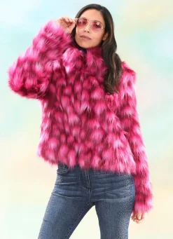 Outlet BADER Kurzjacke mit hohem Kuschelfaktor PINK-BEERE-CREME