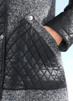 BADER Kurzmantel im angesagten Materialmix GRAU-SCHWARZ-CREME