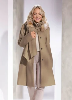 Hot BADER Kurzmantel mit abnehmbarem Schal CAMEL