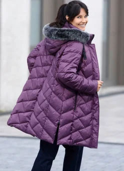 Discount BADER Kurzmantel mit abnehmbarem Kunstpelz-Besatz PURPLE