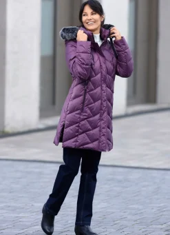 Discount BADER Kurzmantel mit abnehmbarem Kunstpelz-Besatz PURPLE