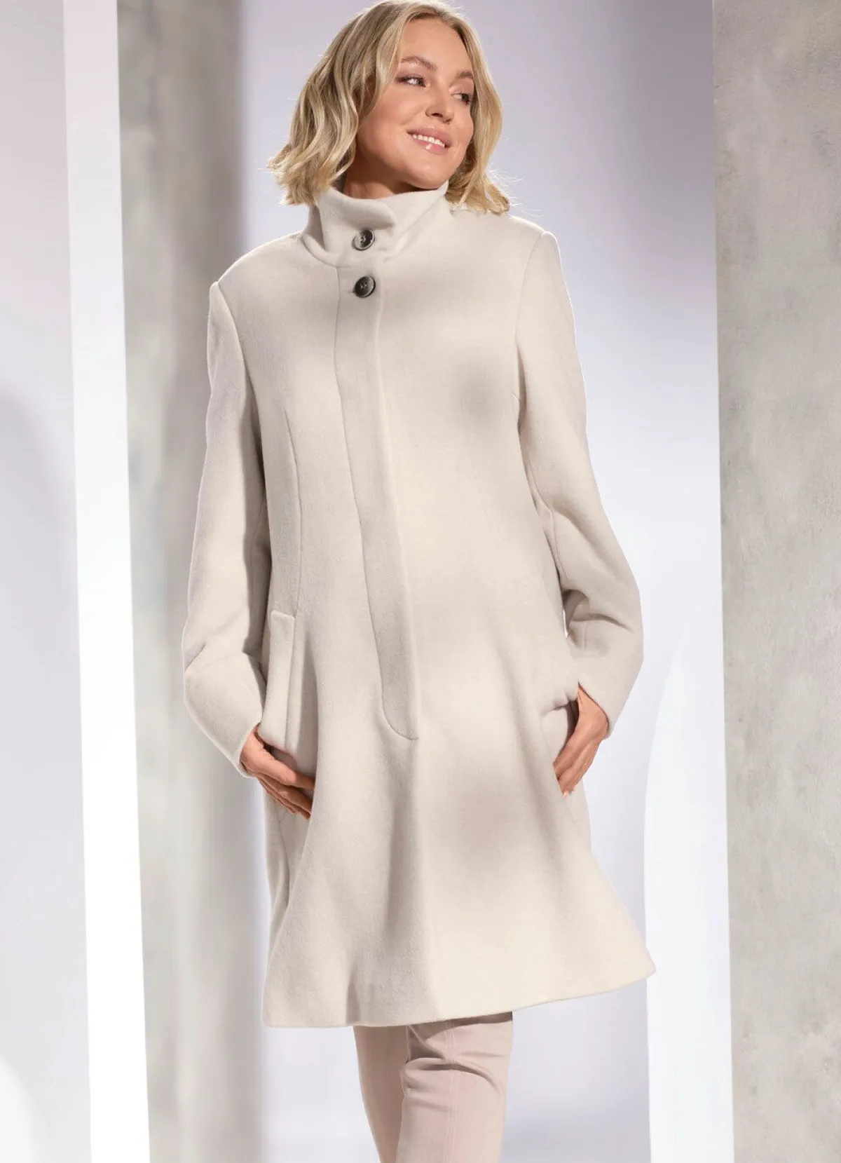 Discount BADER Kurzmantel mit abnehmbarem Schal CREME