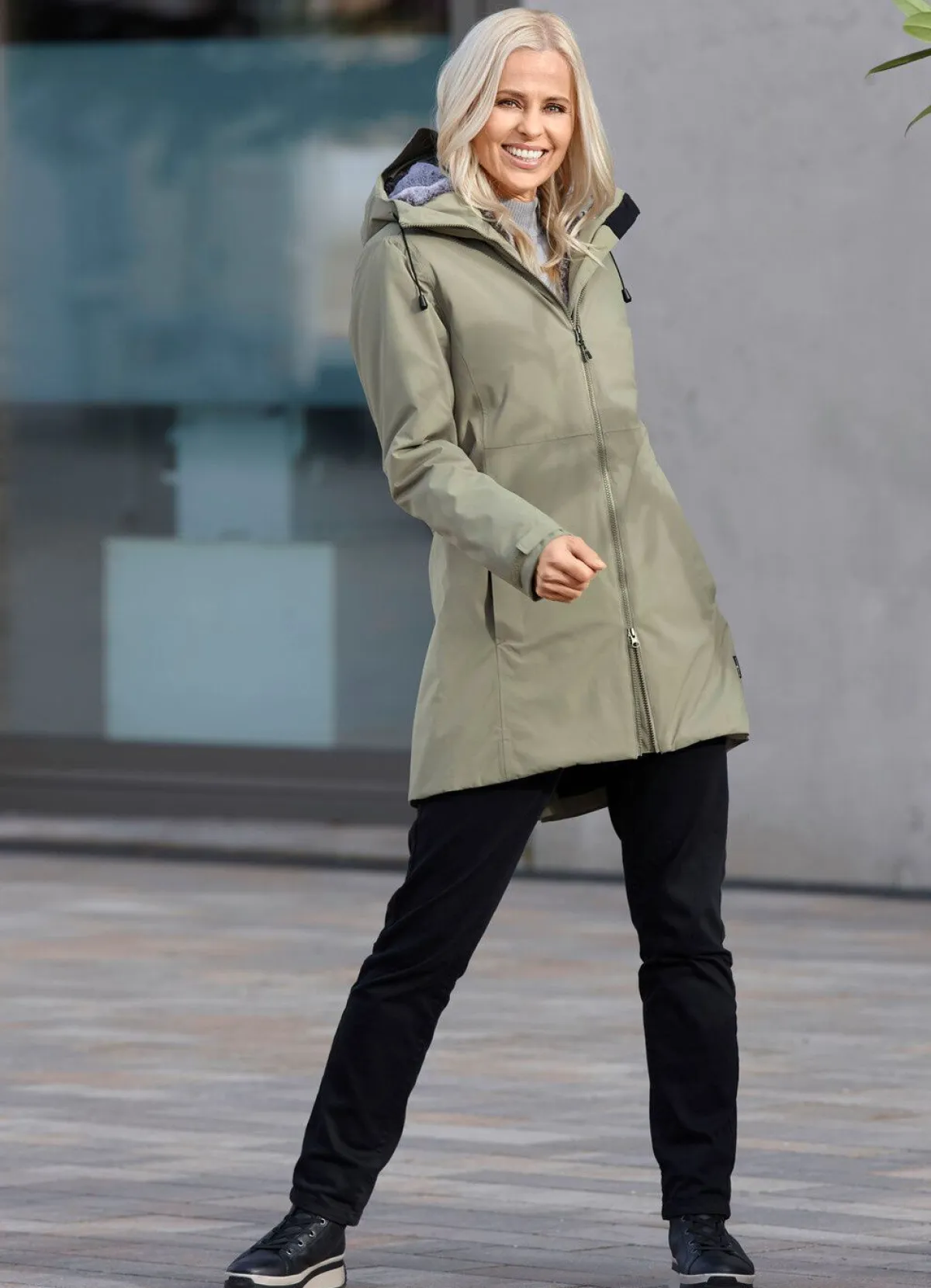 Sale BADER Kurzmantel mit fester Kapuze KHAKI