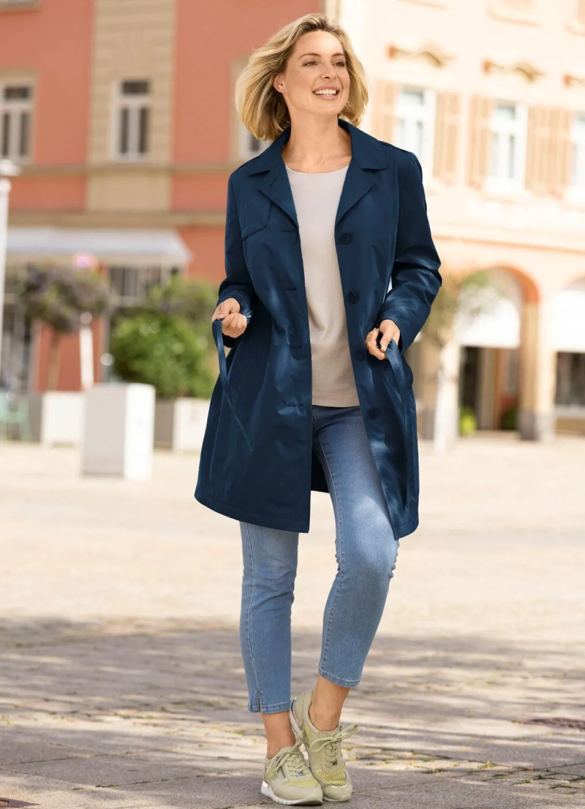 Clearance BADER Kurzmantel mit Gürtel DUNKELBLAU