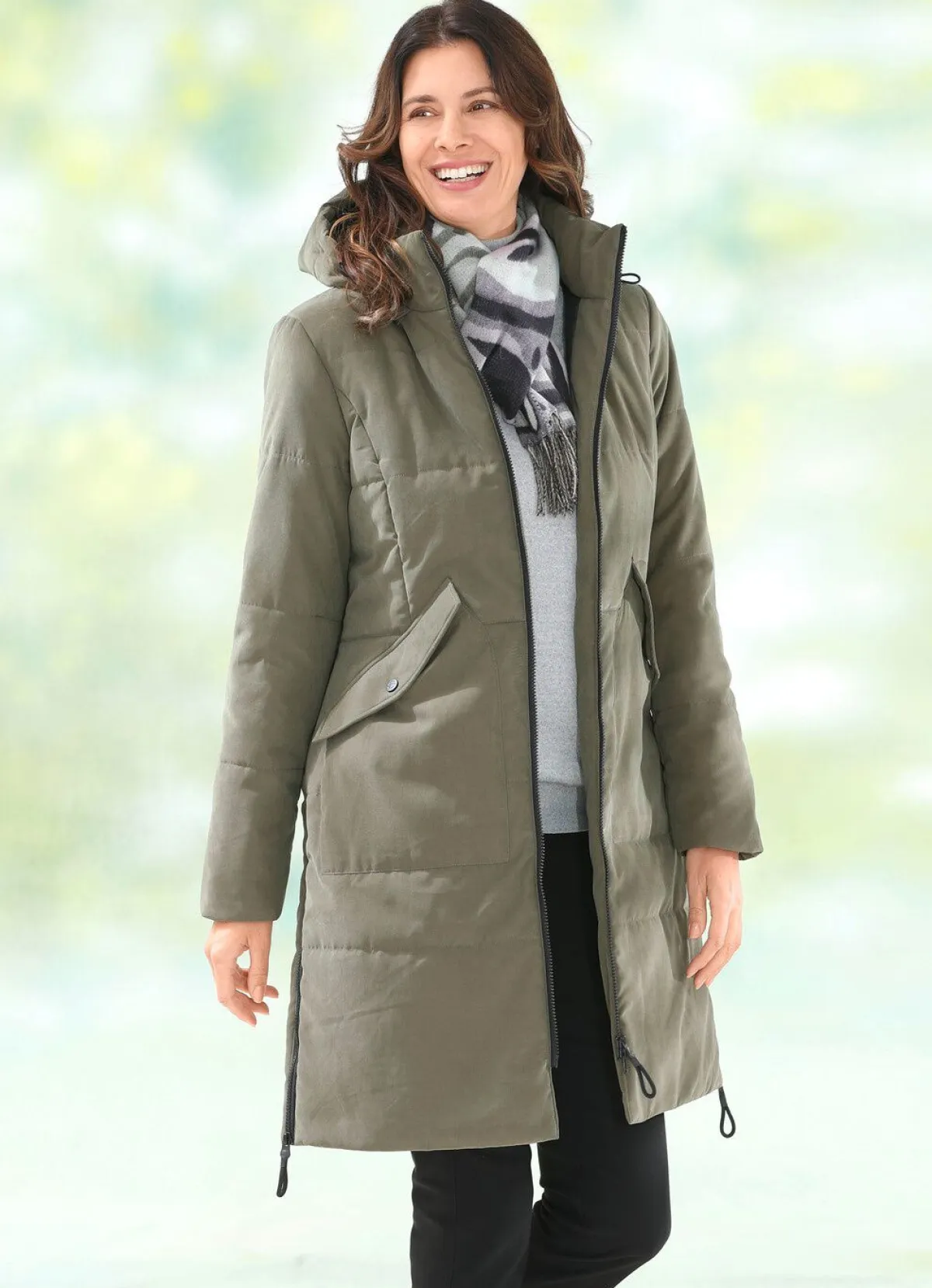 BADER Kurzmantel mit Peach-Touch-Effekt KHAKI
