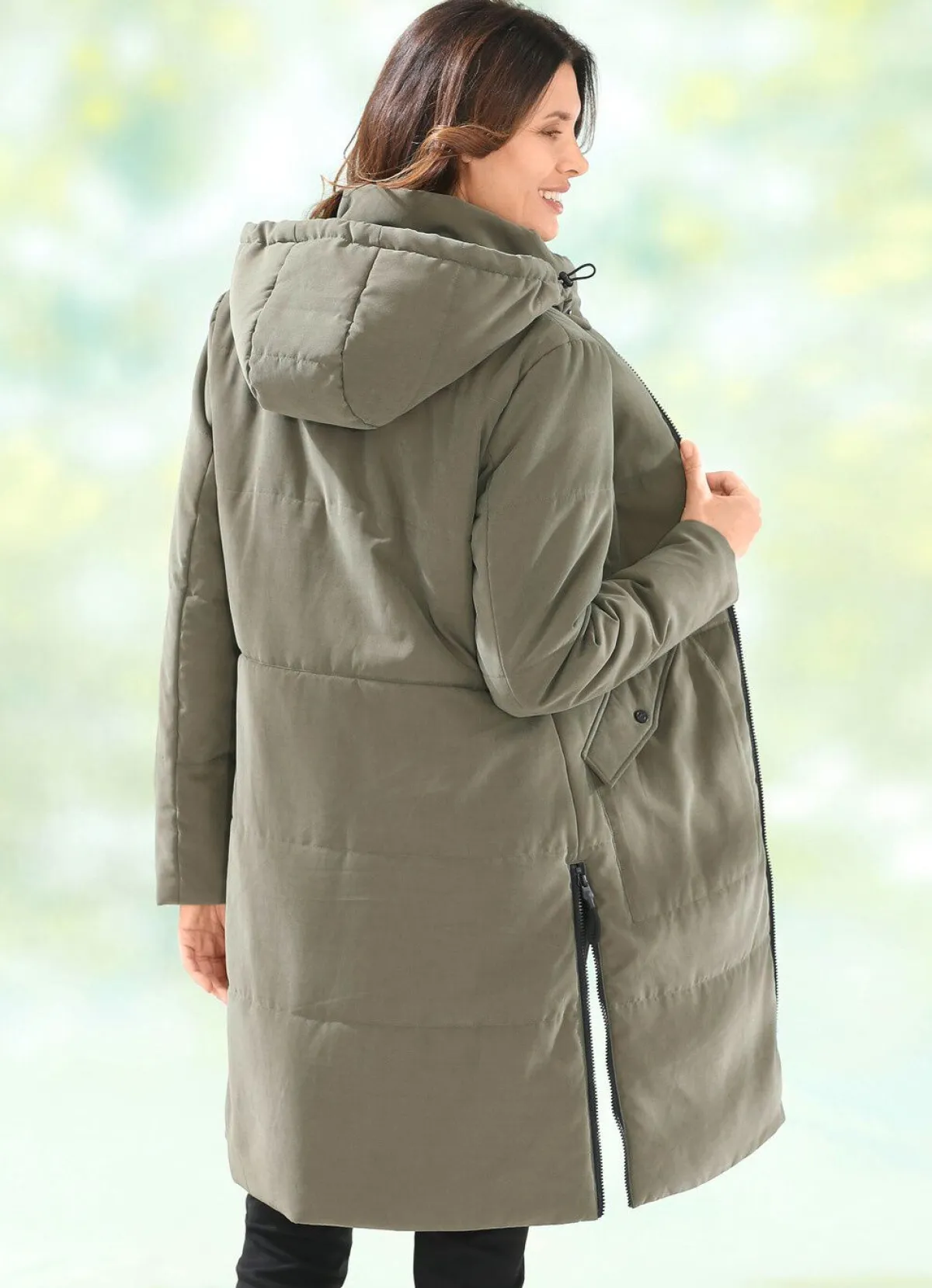 BADER Kurzmantel mit Peach-Touch-Effekt KHAKI
