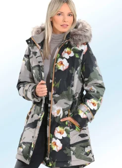 Discount BADER Kurzmantel mit Camouflage- und Blüten-Dessin SAND-BUNT