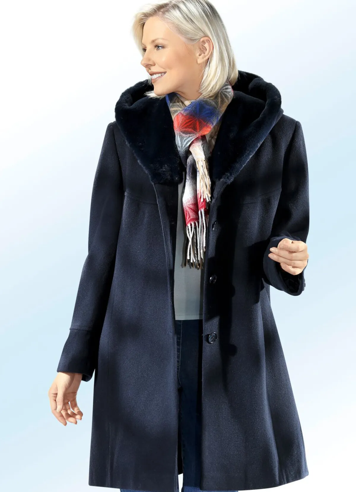 Hot BADER Kurzmantel mit fester Kapuze NAVY