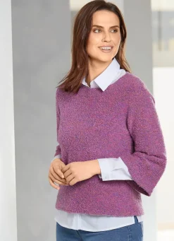 BADER Kurzpullover aus Bouclé-Melangegarn ROSA-MULTICOLOR