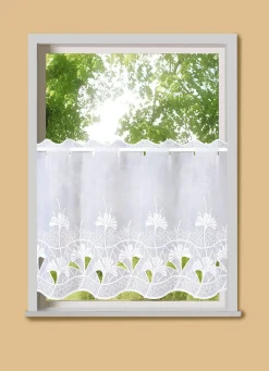 Clearance PLAUENER STICKEREI Kurzstore Ginko mit Stangendurchzug WEISS