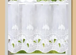 Clearance PLAUENER STICKEREI Kurzstore Ginko mit Stangendurchzug WEISS