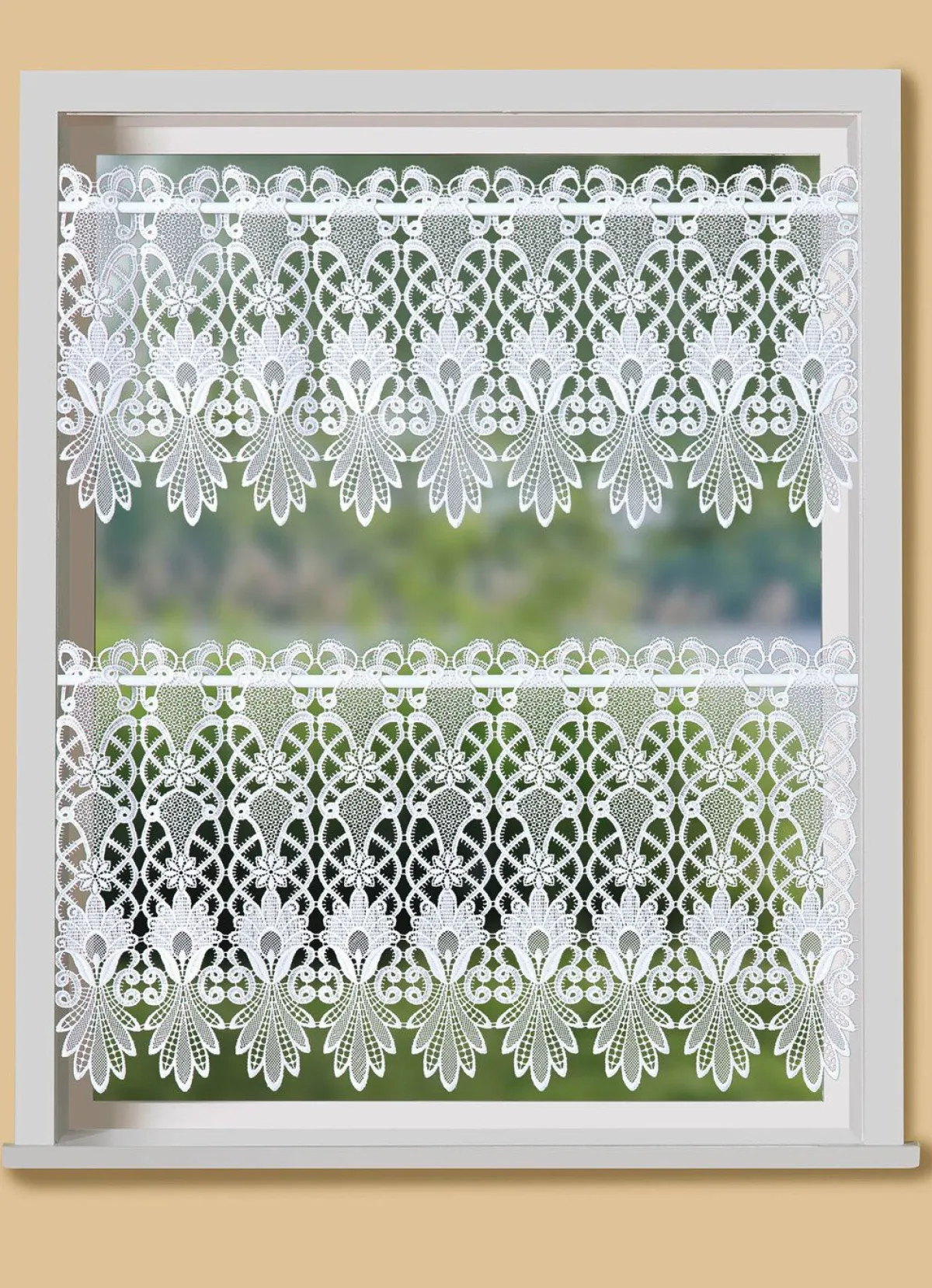 Online PLAUENER SPITZE Kurzstore mit aufwendigem Macramé-Abschluss WEISS