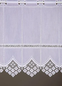 BADER Kurzstore mit edler Macramé-Spitze und Stangendurchzug WEISS
