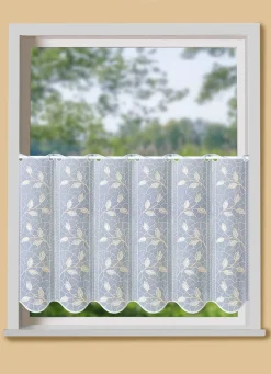Outlet BADER Kurzstore mit filigran gesticktem Blätterdessin WEISS-SAND