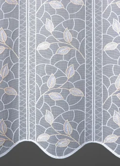 Outlet BADER Kurzstore mit filigran gesticktem Blätterdessin WEISS-SAND