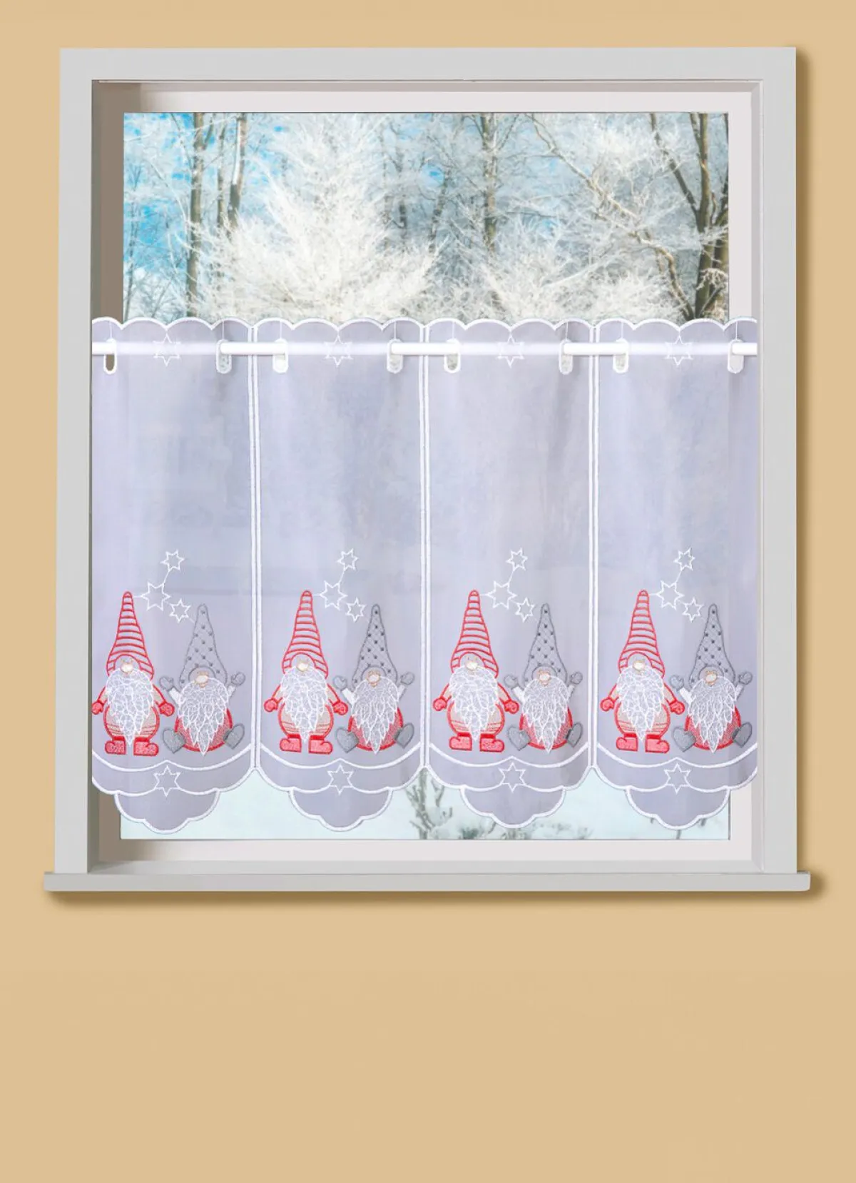 Discount PLAUENER STICKEREI Kurzstore mit gebogtem Abschluss WEISS