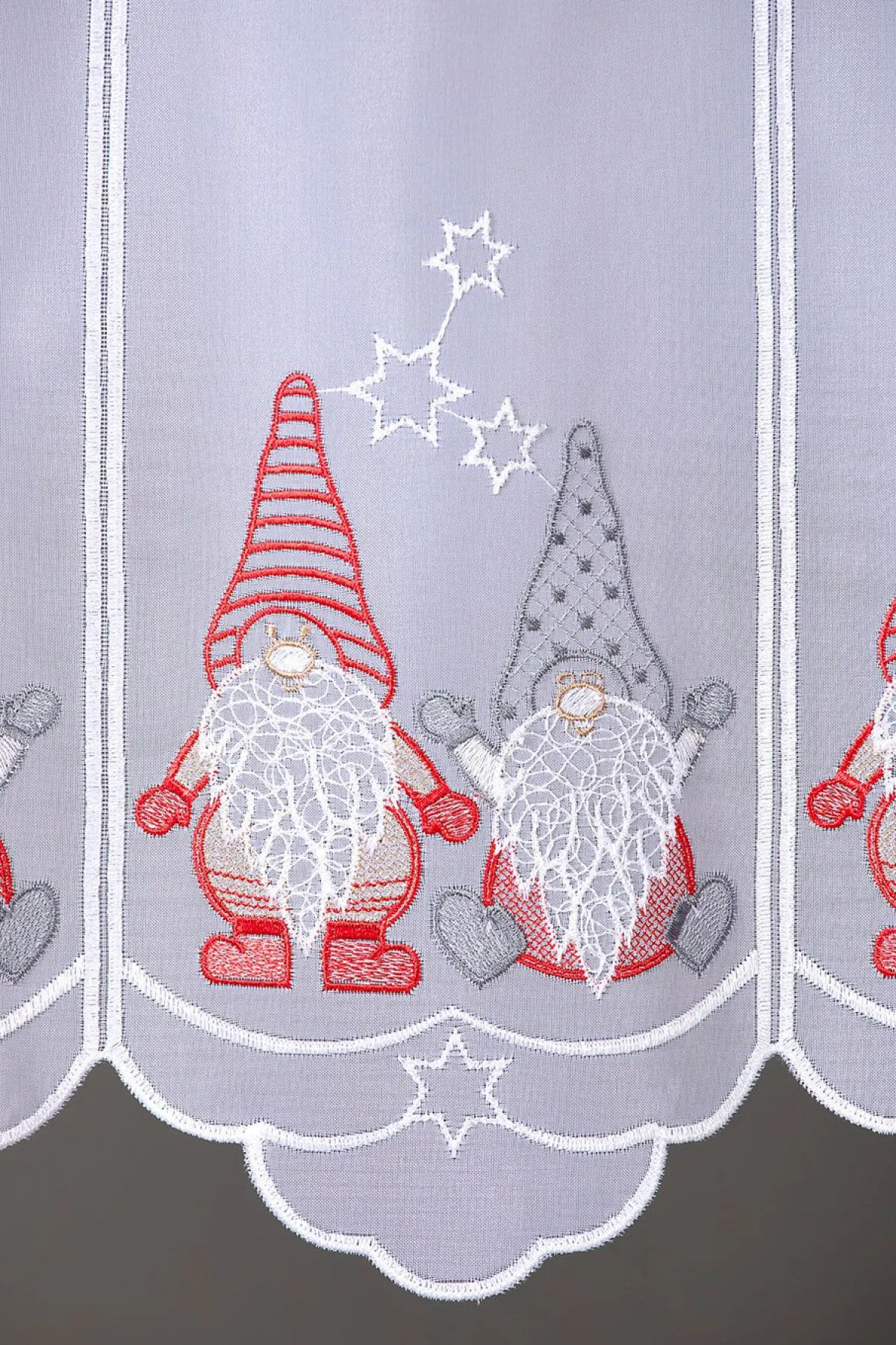 Discount PLAUENER STICKEREI Kurzstore mit gebogtem Abschluss WEISS