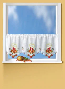 Outlet BADER Kurzstore mit Kerzen-Motiven WEISS-ROT
