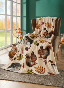 New BADER Kuschelige Wohndecke aus Microfaser-Flanell MULTICOLOR