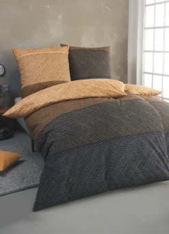 Outlet IRISETTE Kuschelweiche Bettwäsche-Garnitur aus Baumwolle BEIGE-GRAU