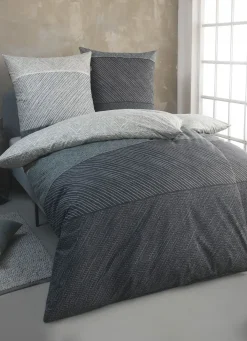 IRISETTE Kuschelweiche Bettwäsche-Garnitur aus Baumwolle GRÜN-GRAU