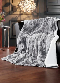 Sale BADER Kuschelweiche und wärmende Wohndecke GRAU