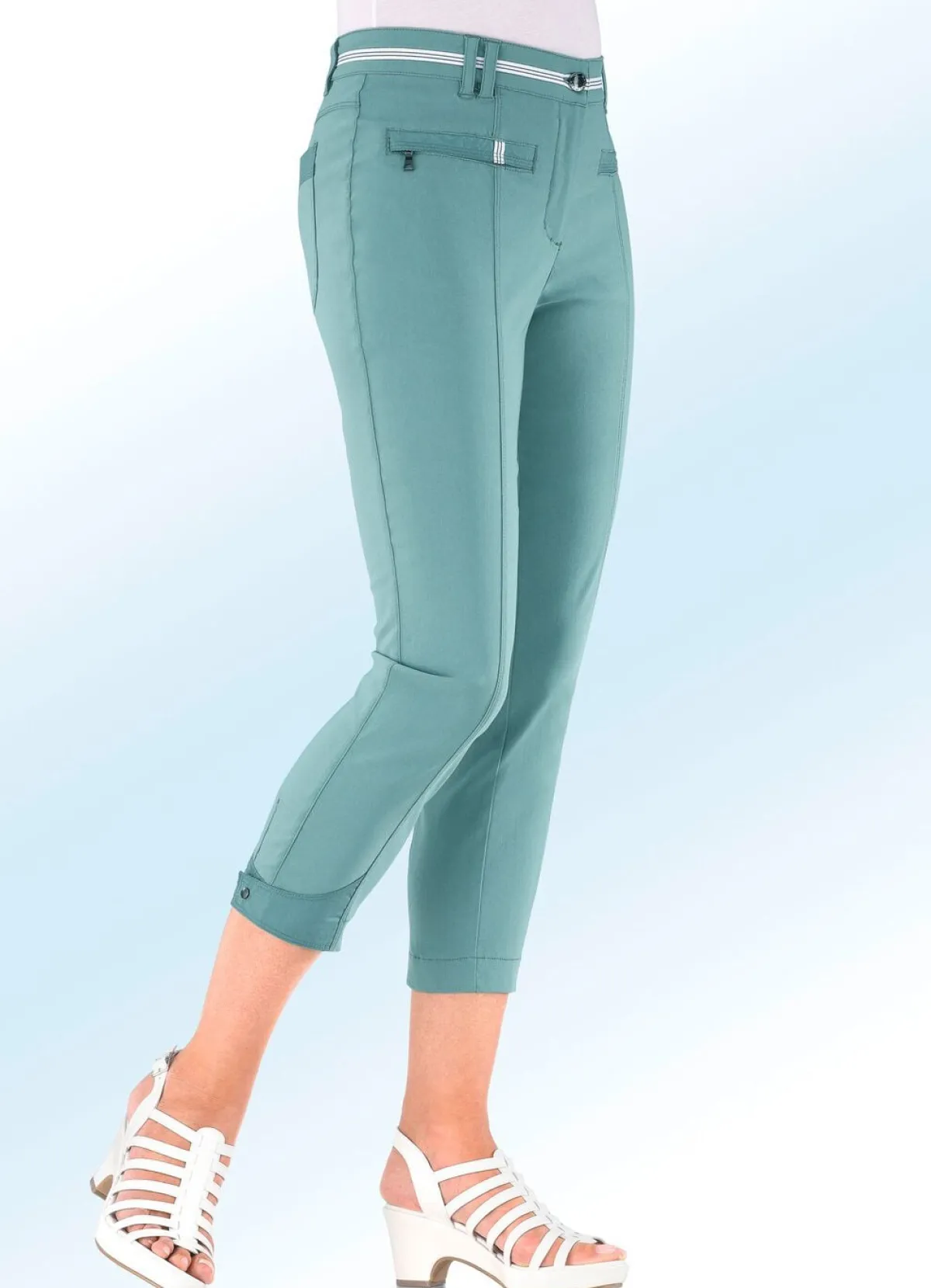 Best BADER 7/8-lange Hose mit kontrastfarbenem Zierband JADEGRÜN