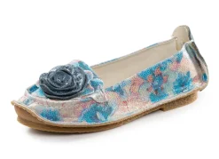 Best Laura Vita Ballerina mit Lederblüte BLAU-MULTICOLOR