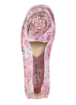 Sale Laura Vita Ballerina mit Lederblüte PINK-MULTICOLOR