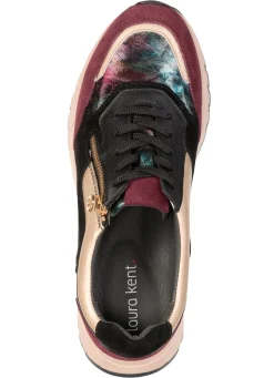 Online laurakent , stylische Damen-Sneaker, Weite G, mit herausnehmbarem Fußbett SCHWARZ-BORDEAUX-GOLD