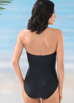 Discount LAURINA Badeanzug mit verstell- und abnehmbaren Trägern Softschalen und Halbkorsage SCHWARZ
