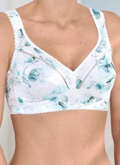 Outlet LAURINA BH mit farbharmonischem Floraldessin WEISS-GRÜN