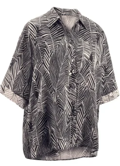 Clearance LAURINA Bluse mit kurzen Ärmeln SCHWARZ-ECRU